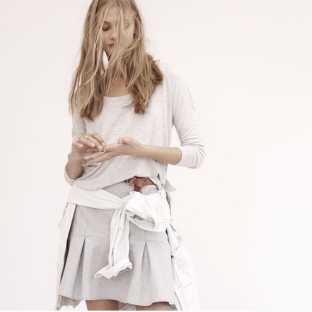 Madewell Grey Pleated Ruffle Cozy Fall Mini Skirt